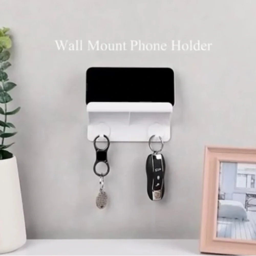 Cell Phone Stand, Phone Holder with Double Layer & Key Hooks